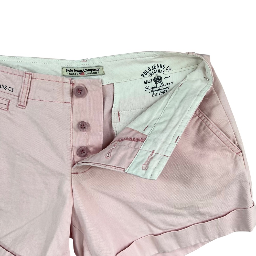 Polo Jeans Co Ralph Lauren Pink Chino Shorts Cuffed Button Fly Size 2 - Picture 6 of 8